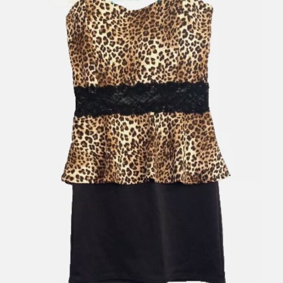 Junior's Dress Size XL NEW Animal Print Strapless Wild Daisy Formal Prom - Picture 7 of 16